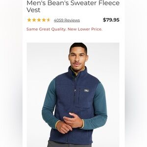 L.L. Bean Navy Zip-Up Fleece Vest